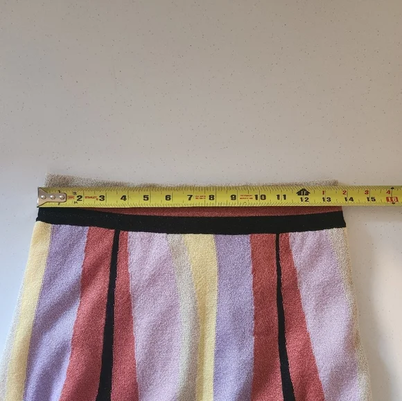 Anthropologie Laia Pink Purple Stripe Midi Knit Swing Skirt Size Small Mod Artsy - Picture 10 of 12